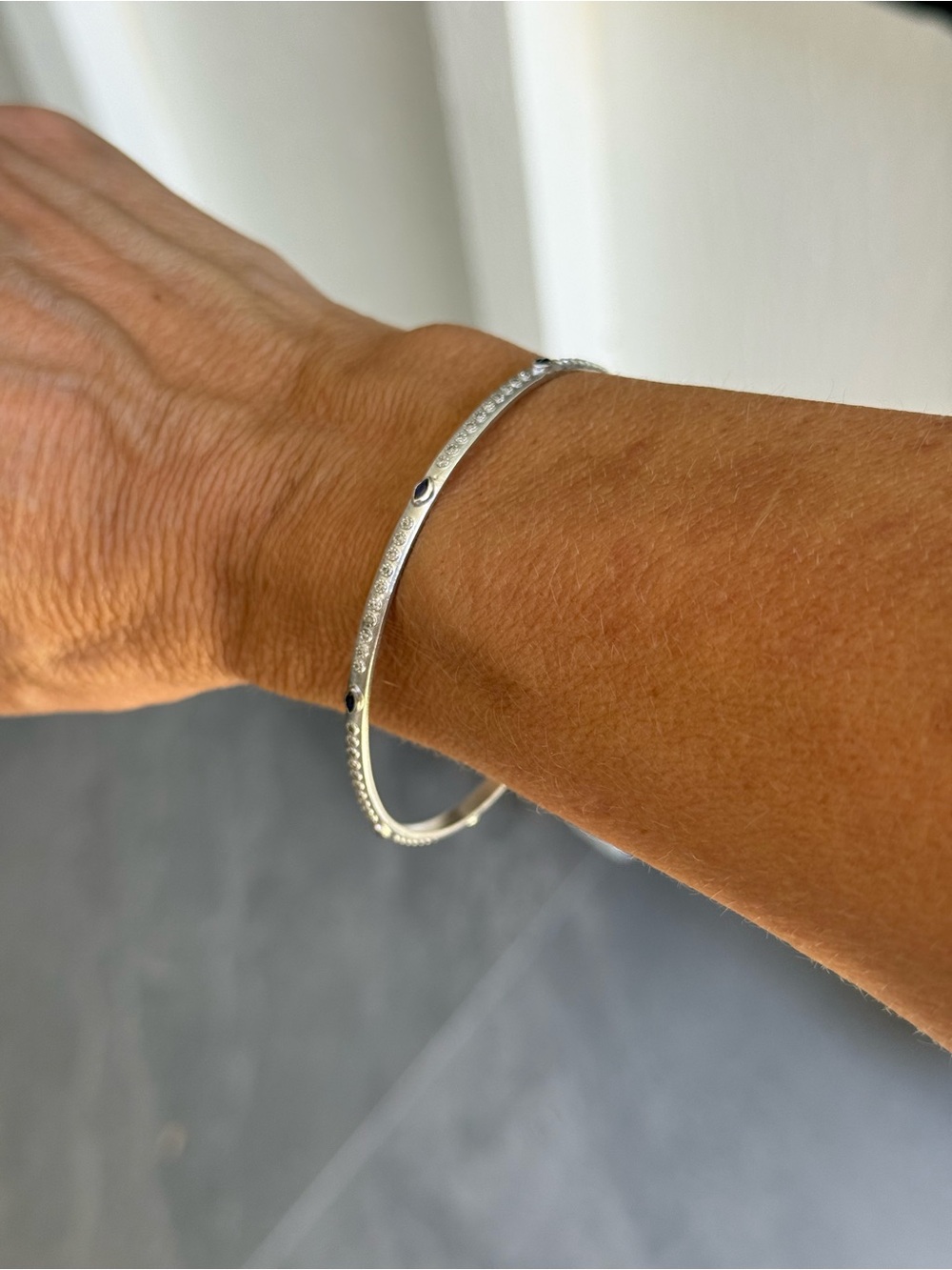 Armenta Silver Bangle with diamonds and sapphire